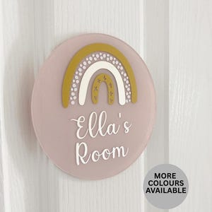 Gepersonaliseerde acryl regenboog deurbord slaapkamer | Aangepaste kinderkamer muurkunst | Naambordje kinderkamer | Regenboogdeurbord voor meisjes en jongens