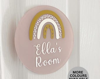 Personalised Acrylic Rainbow Bedroom Door Sign | Custom Kids Room Wall Art | Nursery Name Plaque | Rainbow Door Sign for Girls and Boys
