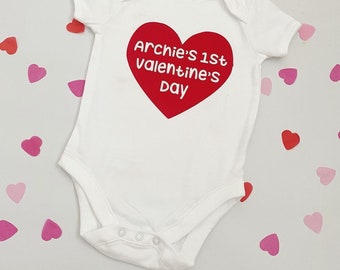 Personalised My First Valentine’s Day Baby Vest | My 1st Valentine’s Day | Mummy Babygrow Gift | Personalised New Baby Gift