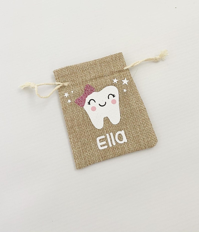 Personalised Tooth Fairy Bag Tooth Fairy Treat bag Hessian Tooth Fairy Bag Tooth Fairy bag for girls Tooth Fairy Bag for boys image 4