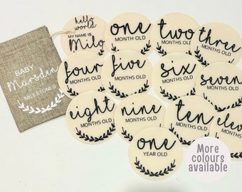 Personalised Baby Milestone Discs | Monthly Milestone Cards | Personalised Baby Shower Gift | New Baby Gift | Acrylic Photo Props |Mum to Be