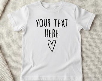 Gepersonaliseerde kinder-T-shirt | Aangepast kinder-T-shirt | Bijpassende outfit voor broer of zus | Outfit met babyaankondiging | Aangepaste tekst bovenaan