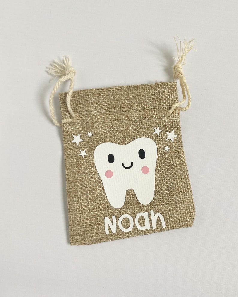 Personalised Tooth Fairy Bag Tooth Fairy Treat bag Hessian Tooth Fairy Bag Tooth Fairy bag for girls Tooth Fairy Bag for boys image 7