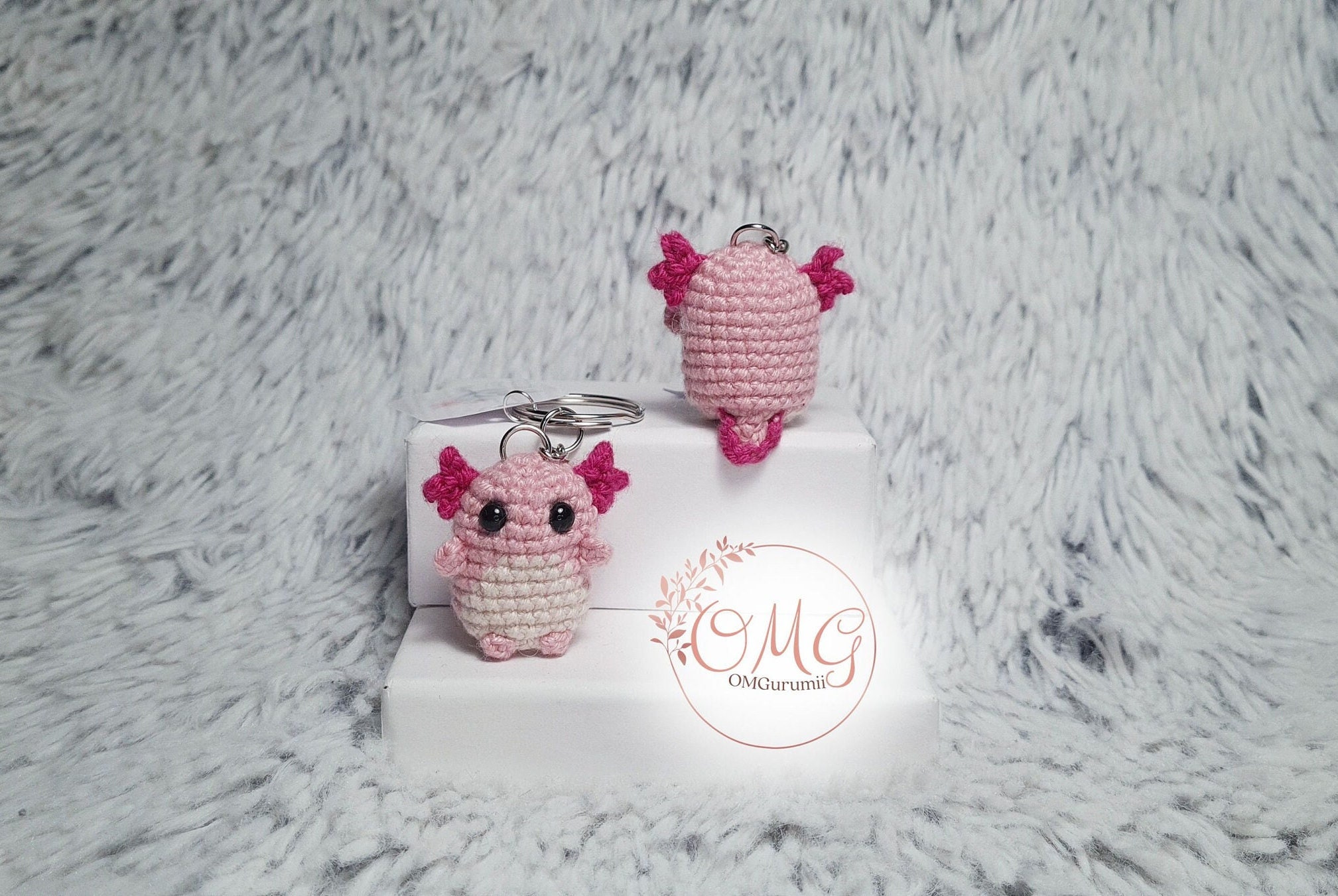 Mine Craft Axolotl in Bucket Cup Keychain Choose Color Pixel Art