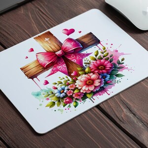 Vibrant floral bow cross watercolor clipart, perfect for crafts, scrapbooking, invitations, 5 Image Clipart Bundle 300 PPI Transparent PNG