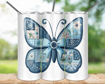 Lot de cliparts patchwork papillon : images PNG 300 DPI (téléchargement numérique)
