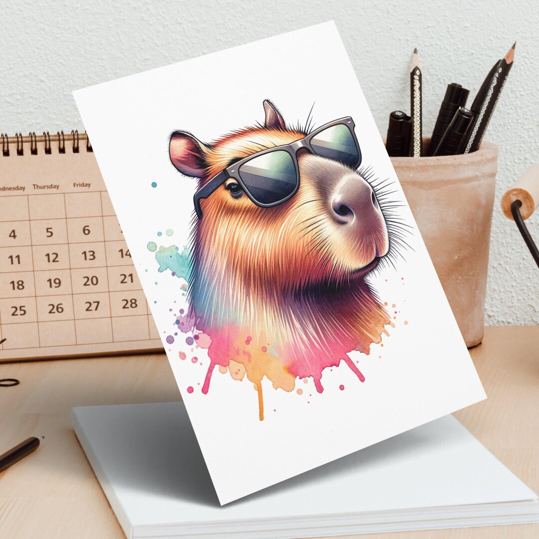 Capybara Riding Turtle and Other Cute Clipart in 5 Image Clipart Bundle ...