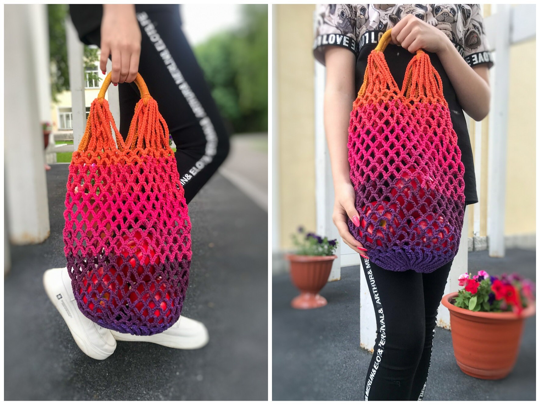 Reusable grocery bag crochet patterns . Crochet patterns Etsy