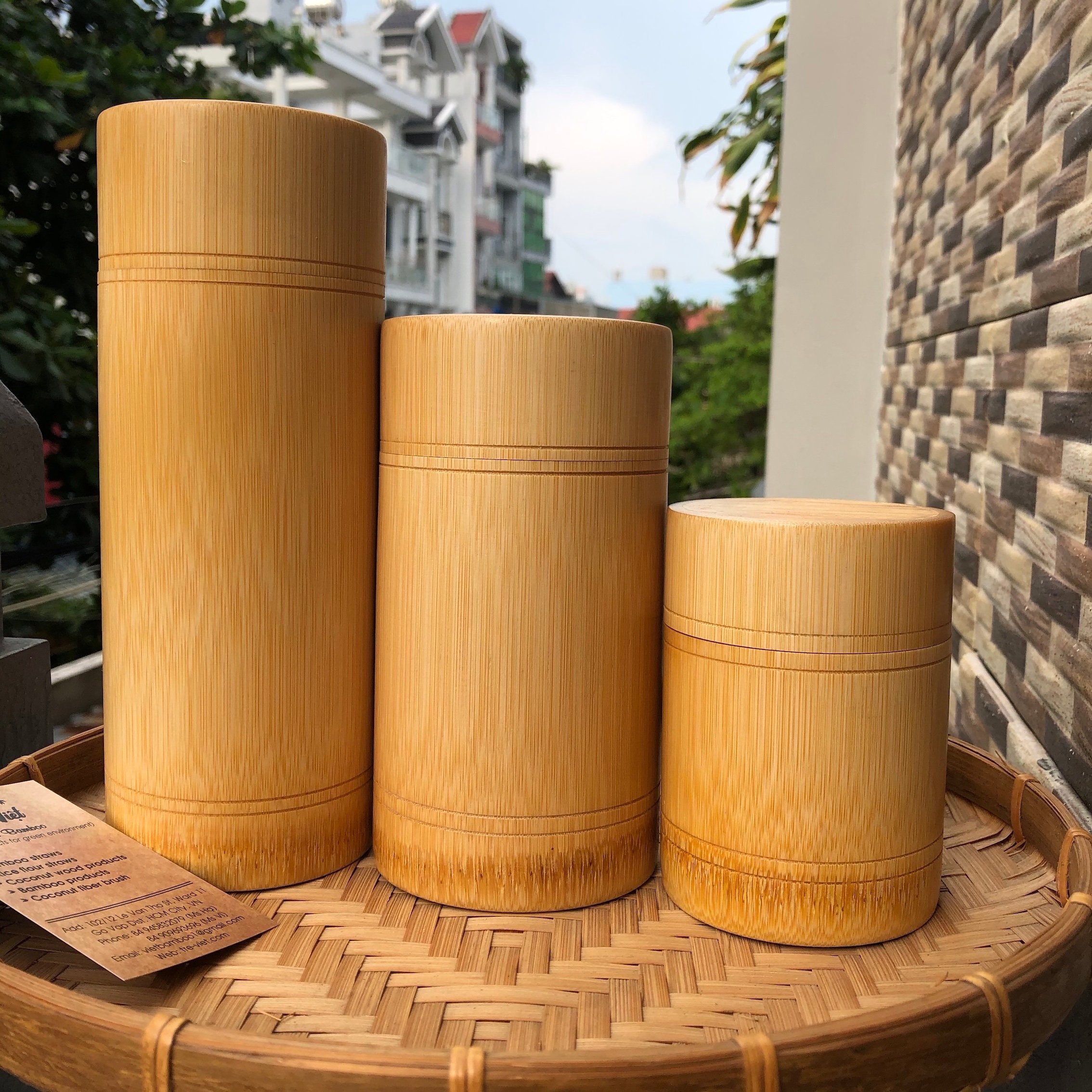 Set of 10 Bamboo Tea Canisters/ Coffee Containers Wholesale 