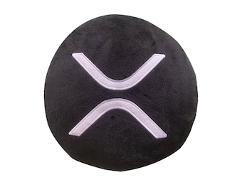 Almohada de peluche bordada con XRP: regalo para inversores en criptomonedas