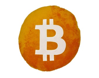 Embroidered Bitcoin Pillow – Stuffed Crypto Plush, 12 inch