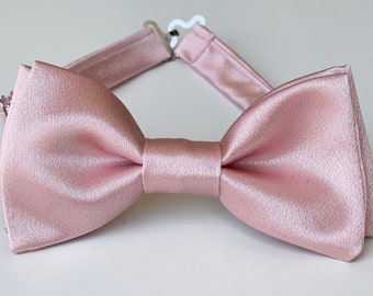 Dusty pink silk bow tie, Dusty Rose bow tie, Mens bow tie, Pale dusty rose wedding bow tie, Groomsmen  bow tie, Kids bow tie, Dusty rose tie