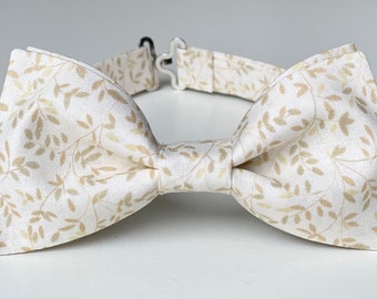 Beige Floral Bow Tie- Bow Ties For Men-Sepia Bow Tie-Bow Tie Boy- Wedding Bow Tie-Floral Mens Bow Tie-Grooms Bow Tie-Kids Bow Tie-Ring Boy