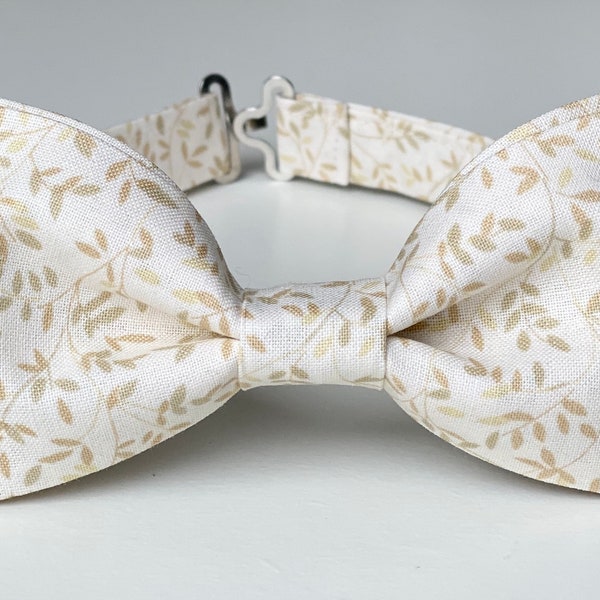 Beige Floral Bow Tie- Bow Ties For Men-Sepia Bow Tie-Bow Tie Boy- Wedding Bow Tie-Floral Mens Bow Tie-Grooms Bow Tie-Kids Bow Tie-Ring Boy