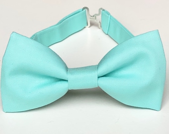 Aqua Bow Tie For Men-Teen-Kids-Toddler-Baby Boy| Mint Blue Bow Tie | Aqua Groomsmen Bowties | Wedding Bow Tie | Necktie | Cotton Bow Tie