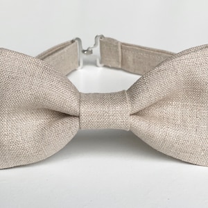 Natural Linen Bow Tie-Mens Bow Ties-Rustic Grooms Bow Tie- Beige Bow Tie Boys-Kids Bow Tie-Baby Boy Linen Bow Tie-Rustic Linen Bow Ties