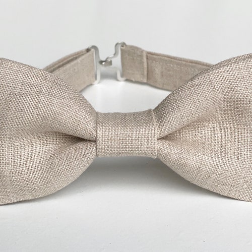 Natural Linen Bow Tiemens Bow Tiesrustic Grooms Bow Tie Etsy