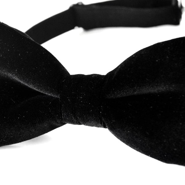 Black Velvet Bow Tie For Men | Black Boys Bow Tie | Kids Bow Ties | Toddler Bow Tie | Ring Bearer Bow Tie | Groomsmen Bow Tie | Black Bowtie