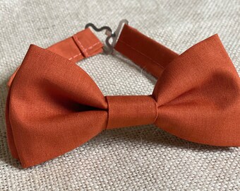 Light Rust Orange Cotton Bowties for Men and Kids Wedding Bow Ties For Groomsmen Fall Inspiration Outfit for Boys