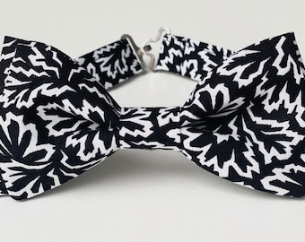 Black and White Bow Tie-Black Pattern Bow Tie- Mens Teen Boys Kids Toddler Baby Bow Tie-Grooms Bow Tie-Black Necktie- Ties-Page Boy Outfit
