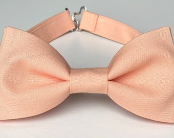 Peach bowtie, Solid peach cotton bow tie, Mens bow ties, Light orange wedding bow tie for groomsmen, peach bow tie kids, boys bow tie