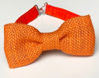 Pajarita rústica / Pajaritas de arpillera naranja / Pajaritas para bebés-niños-niños-adolescentes-adultos / Pajaritas de remolque naranjas / Pajaritas para novios / Pajarita de boda