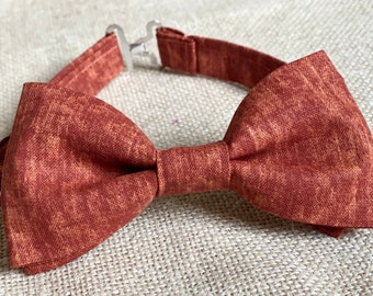 Sunset Burnt Orange Cotton Bow Tie- Rust Wedding Groomsmen Bow Ties- Necktie-Pocket Square ( Adult Kids Toddler Baby)
