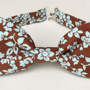 Blue floral bow tie, brown bow tie for men, flowers bowtie kids, wedding bow tie-groomsmen ring bearer, dusty mint bow tie