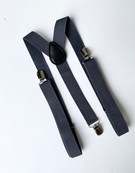 Dark Gray Suspenders Yback Elastic Suspenderswedding Etsy