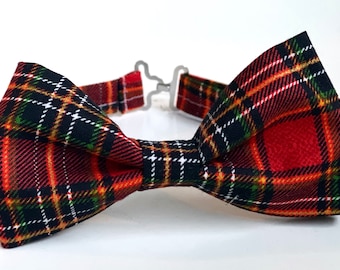 Christmas tartan bow tie, plaid bow tie men, red white bow tie, boys bow tie, Christmas bow tie kids, bow tie and pocket square, boys bowtie