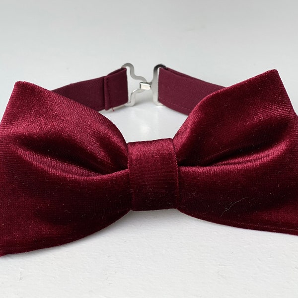 Wine velvet bow tie, burgundy men’s bow tie, kids bow tie, wine wedding bow tie, boys bow tie, velvet bow ties, ring bearer bow tie, grooms