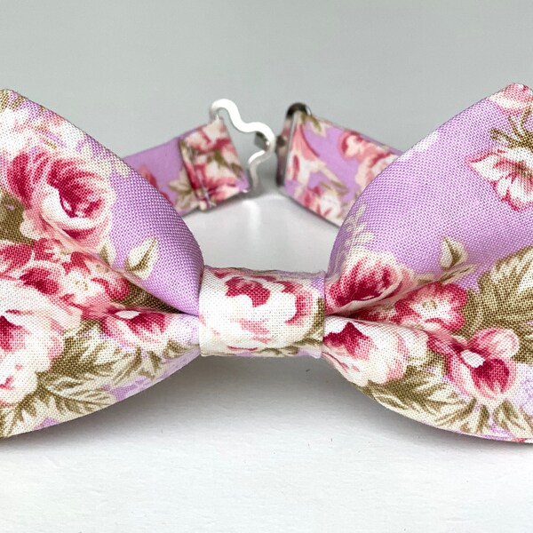 Lilac floral bow tie, Light purple bow tie, Bow ties for men, Pink and lilac flowers bow tie, boys bow tie, groomsmen bow ties, kids Bowtie