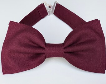 Burgundy bow tie for men kids boys baby, wine bow tie, burgundy cotton bow tie