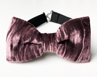 Dark Mauve Bow Tie Mens and Kids Bow Ties Mauve Velvet Bow Tie Groomsmen Bow Ties Boys Bow Ties Mauve Wedding Outfit Vintage Dusty Rose
