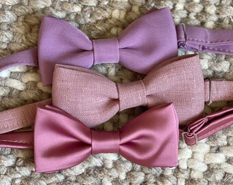 Mauve bow ties-Old Rose bow tie - Linen bow tie -Satin bow tie- mauve purple bow tie- rosy mauve bow tie- Mens bow tie- wedding bow tie