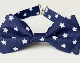 Navy and White Stars Bow Tie | Boys Bow Tie | Kids Bow Tie | Navy Blue Bow Ties | Navy Baby Bow Tie | Stars Bow Tie For Toddler