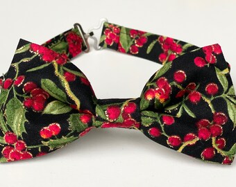 Black and Wine Berries Bow Tie | Christmas Bow Ties | Boys Bow Tie | Kids Bow Tie | Christmas Berries Bow Ties For Toddler-Baby-Kids Outfit