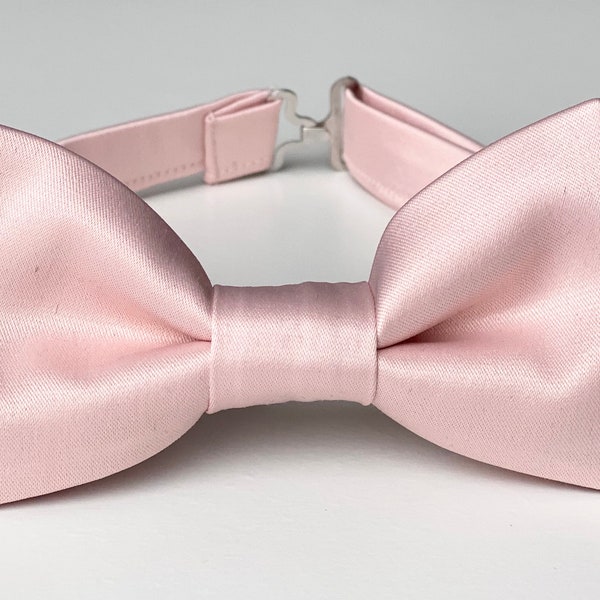 Blush Pink Satin Bow Tie- Bow Ties For Men and Kids- Light Pink Bow Tie-Blush Wedding Bowtie- Pink Bow Tie Boys- Groomsmen Bow Tie- Blush