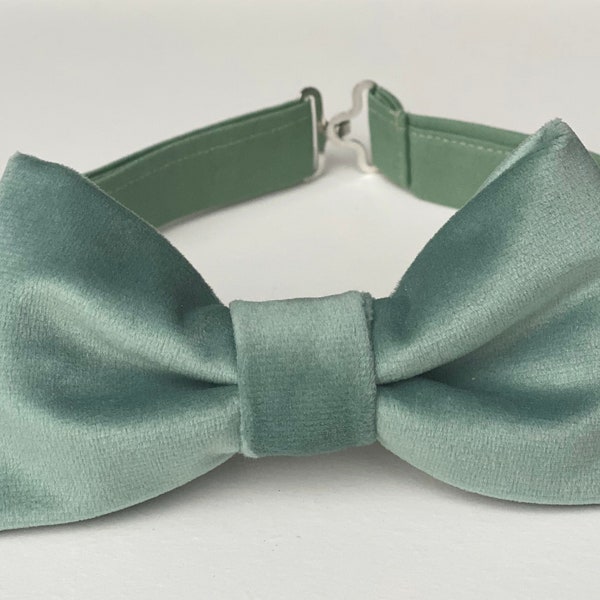 Sage green bow tie, green bow ties for men, kids bow tie, dusty green bow tie, sage velvet bow tie, boys bow ties, velvet bow ties grooms