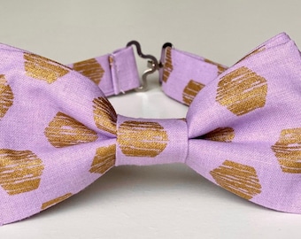 Lavender gold bow tie, light purple bow tie, toddler boy bow tie, photos shoot  bow tie, kids bow tie, ring bearer bow tie, adult bow tie
