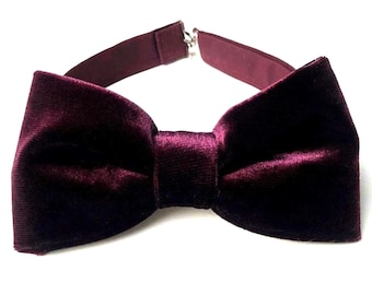 Eggplant Bow Tie| Velvet Bow Ties | Men-Teen-Kids-Toddler-Baby Boy Bow Ties | Eggplant Wedding Bow Tie | Groomsmen Bow Ties | Ring Boy