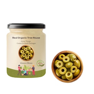 Green Pitted Olives | Manzanilla Olives | Imported from Spain | Suitable for Snacking, Tapas, Cocktails | Tangy flavour-firm texture