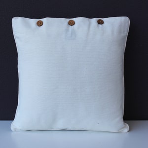 Solid Colour Off White Cushion Cover in 100% Cotton 40x40cm with Wooden Buttons