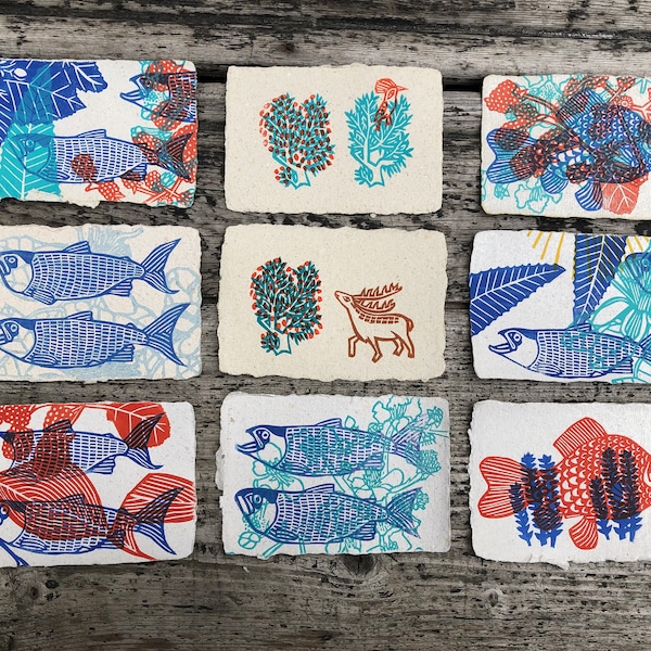 Les cartes postales du Cri de la Tortue, Linogravures