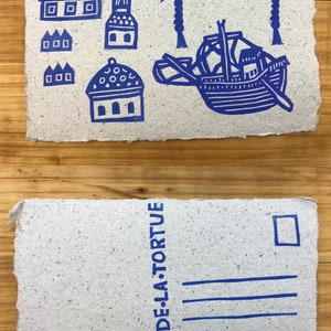 Les cartes postales des cités bleues / Linogravures Port 2 / 2