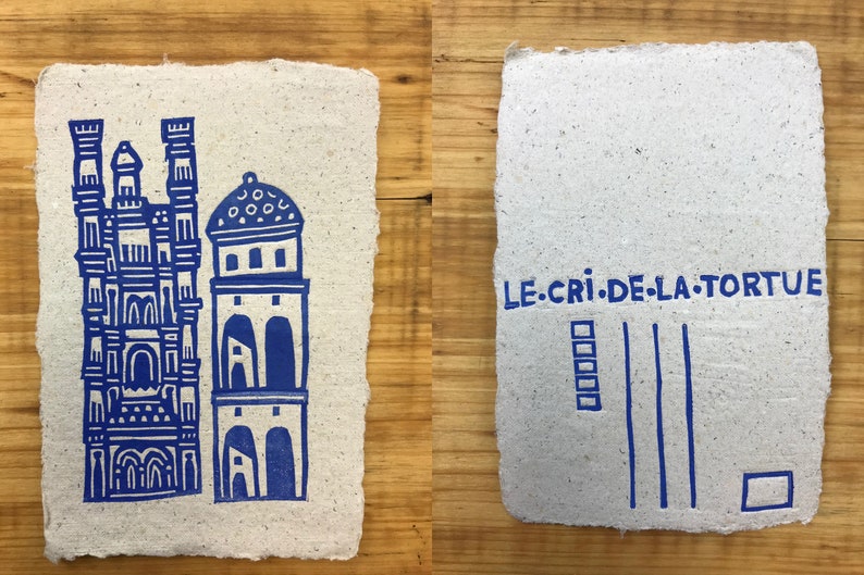 Les cartes postales des cités bleues / Linogravures Tours