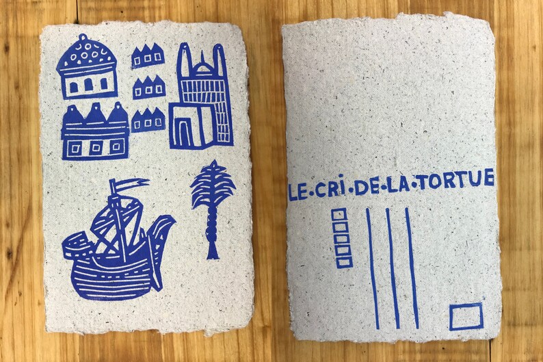 Les cartes postales des cités bleues / Linogravures Port 1/2