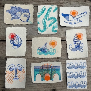 Les cartes postales marines du Cri de la Tortue, linogravures