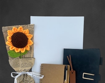 Teacher Appreciation Gift Box - End of Year Teacher Gift Set , teacher Notebook, Crochet Sunflower, Candles , teacher Bookmark , gift set