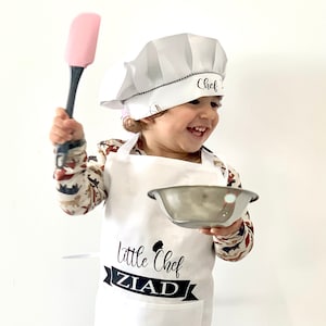 Personalized Kids apron, kids Christmas gift , kids chef hat with name , apron for kids , baby apron , toddler apron , custom kids apron